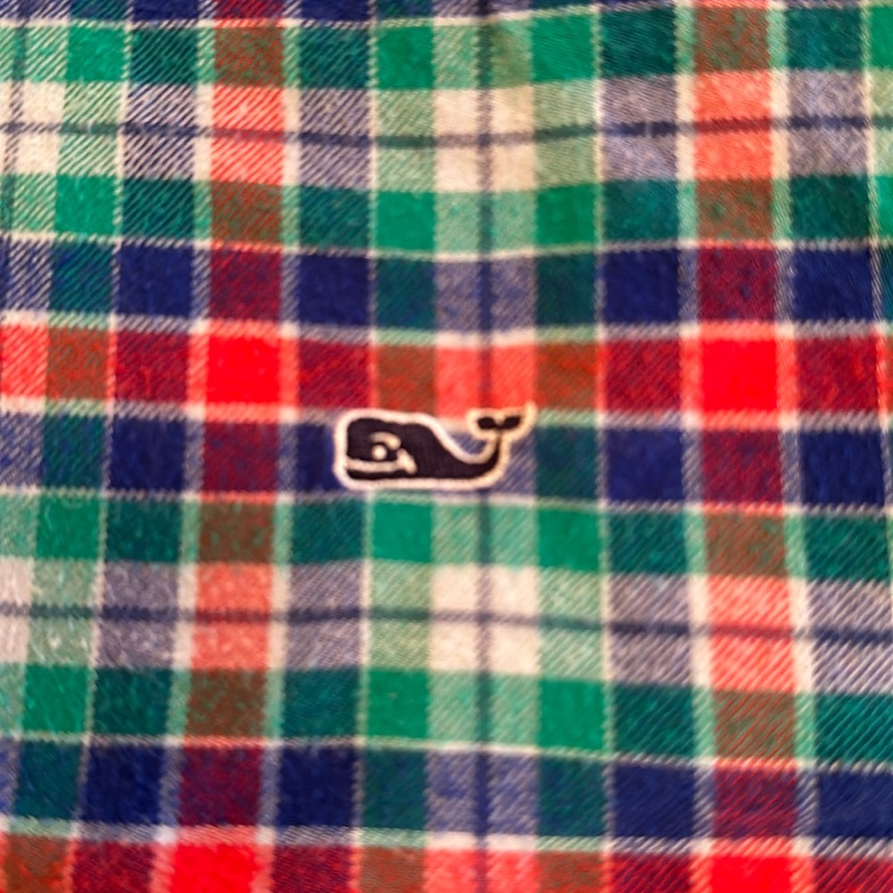 Mens M Flannel Whale Shirt Vineyard Vines